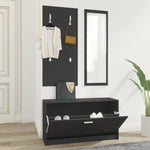 3 - in - 1 Shoe Cabinet Set Black Engineered Wood - Bargainia.com - 