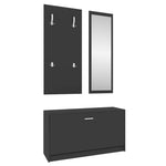3 - in - 1 Shoe Cabinet Set Black Engineered Wood - Bargainia.com - 