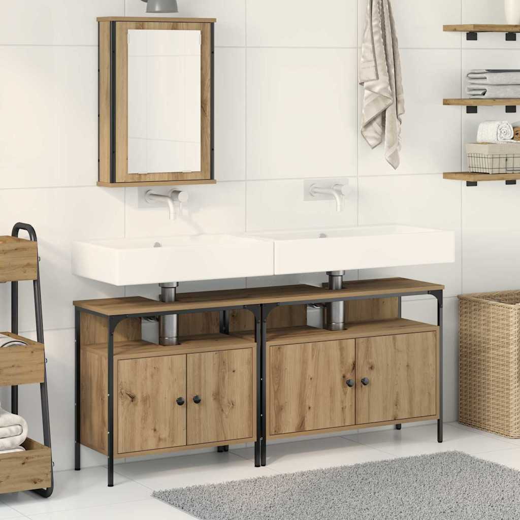 3 Piece Bathroom Furniture Set Artisan Oak Engineered Wood - Bargainia.com - 8721158868503 - 3334392