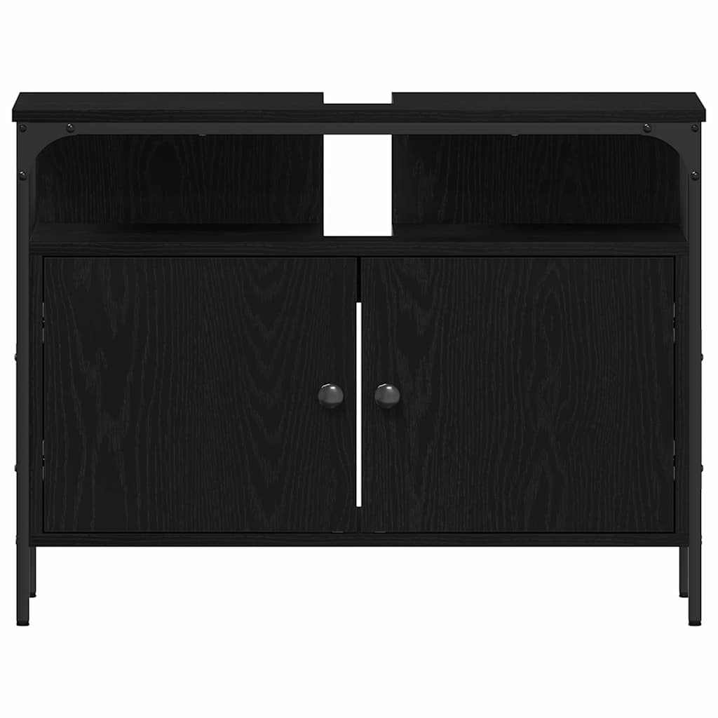 3 Piece Bathroom Furniture Set Black Oak Engineered Wood - Bargainia.com - 8721158868510 - 3334393