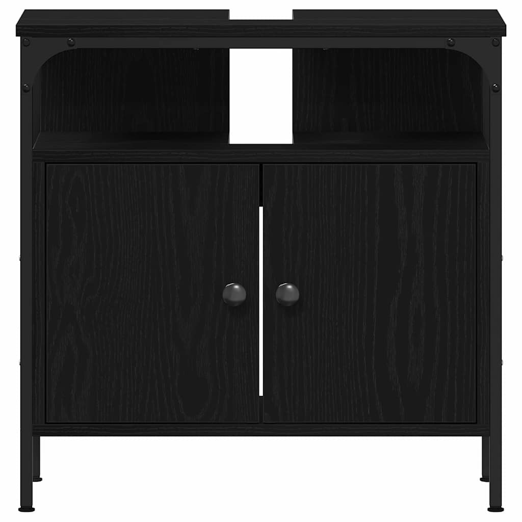 3 Piece Bathroom Furniture Set Black Oak Engineered Wood - Bargainia.com - 8721158868510 - 3334393