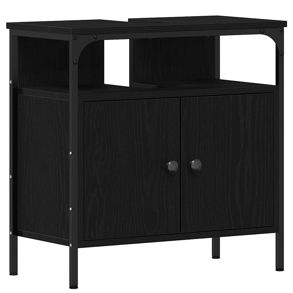 3 Piece Bathroom Furniture Set Black Oak Engineered Wood - Bargainia.com - 8721158868572 - 3334399