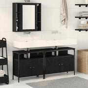 3 Piece Bathroom Furniture Set Black Oak Engineered Wood - Bargainia.com - 8721158868572 - 3334399