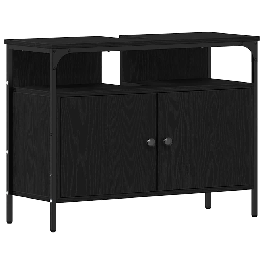 3 Piece Bathroom Furniture Set Black Oak Engineered Wood - Bargainia.com - 8721158868572 - 3334399