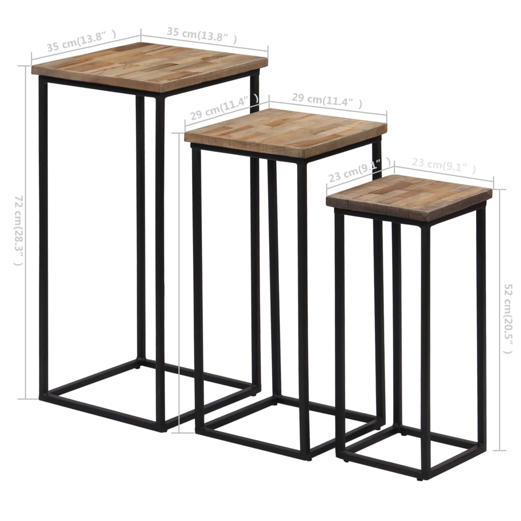 3 Piece Plant Table Set Reclaimed Teak - Bargainia.com - 