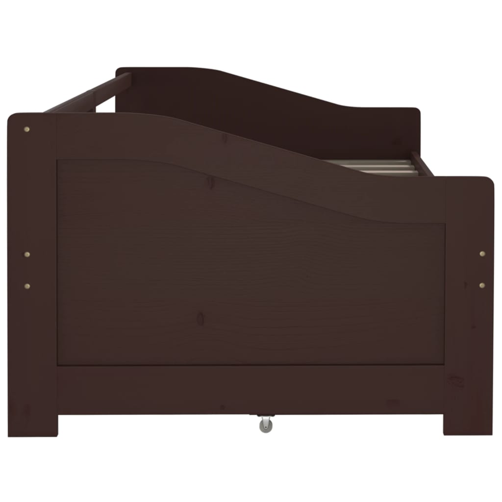 3 - Seater Day Bed without Mattress Dark Brown Solid Pinewood 90x200cm - Bargainia.com - 