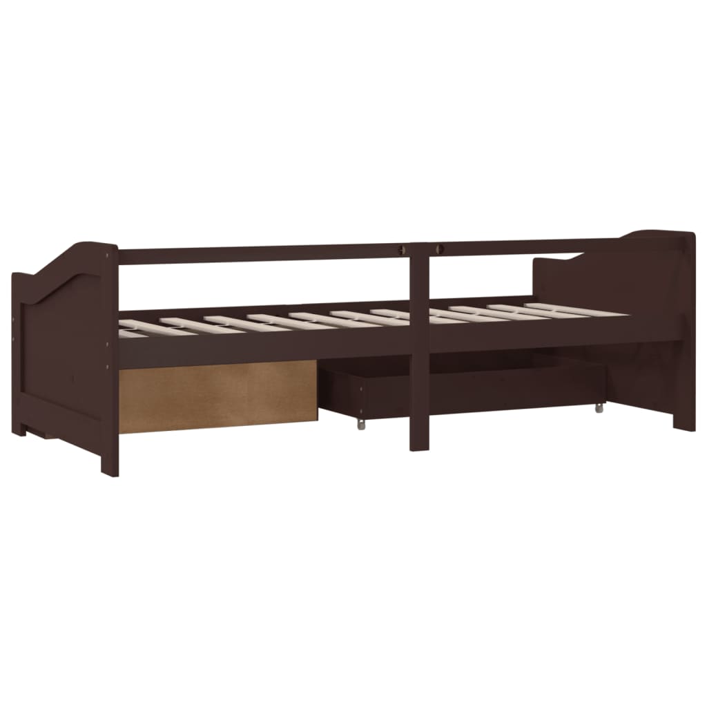 3 - Seater Day Bed without Mattress Dark Brown Solid Pinewood 90x200cm - Bargainia.com - 