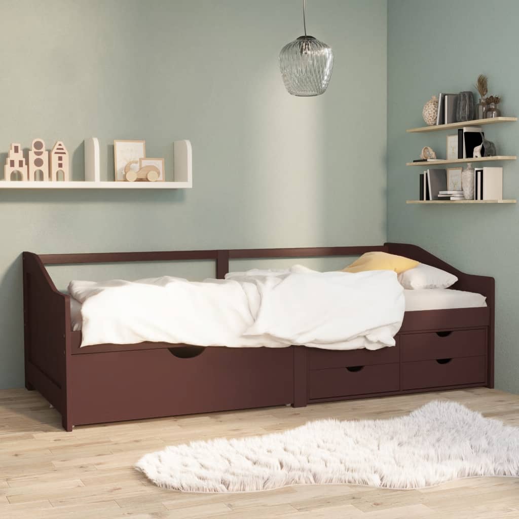 3 - Seater Day Bed without Mattress Dark Brown Solid Pinewood 90x200cm - Bargainia.com - 