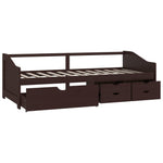 3 - Seater Day Bed without Mattress Dark Brown Solid Pinewood 90x200cm - Bargainia.com - 