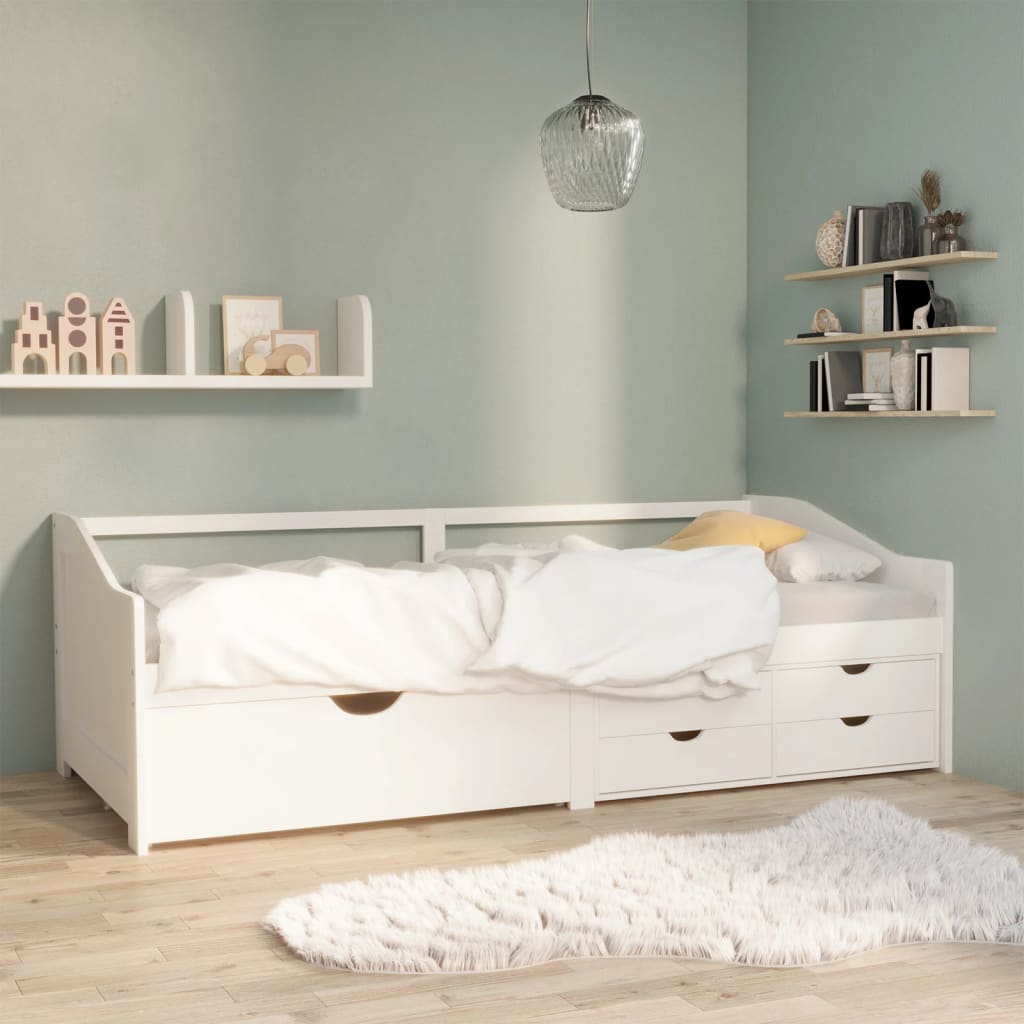 3 - Seater Day Bed without Mattress White Solid Pinewood 90x200cm - Bargainia.com - 
