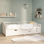 3 - Seater Day Bed without Mattress White Solid Pinewood 90x200cm - Bargainia.com - 