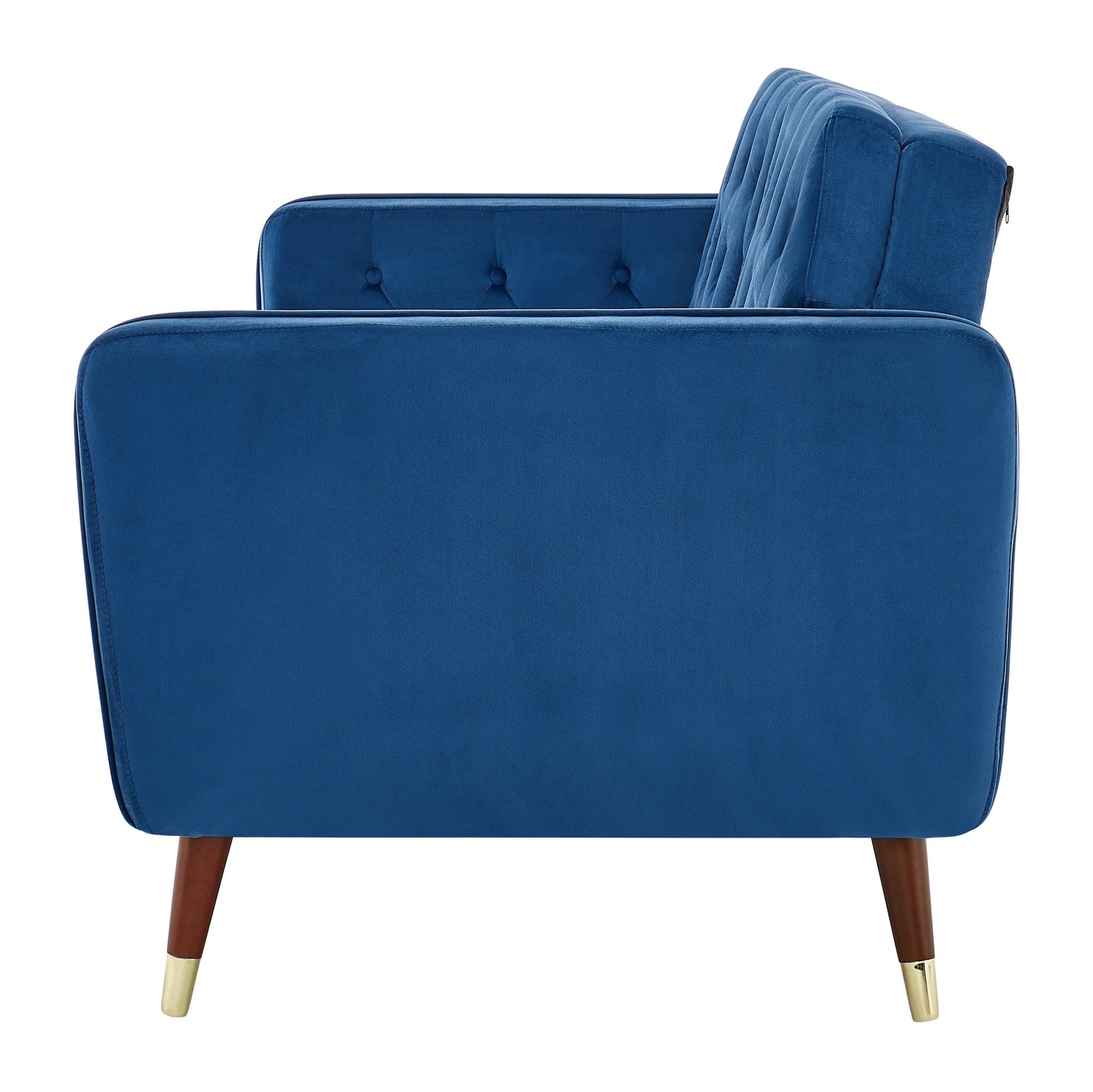 3 Seater Sofa Bed Blue Velvet Button Back - Victoria Sofas Bargainia