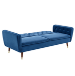 3 Seater Sofa Bed Blue Velvet Button Back - Victoria - Bargainia.com - 