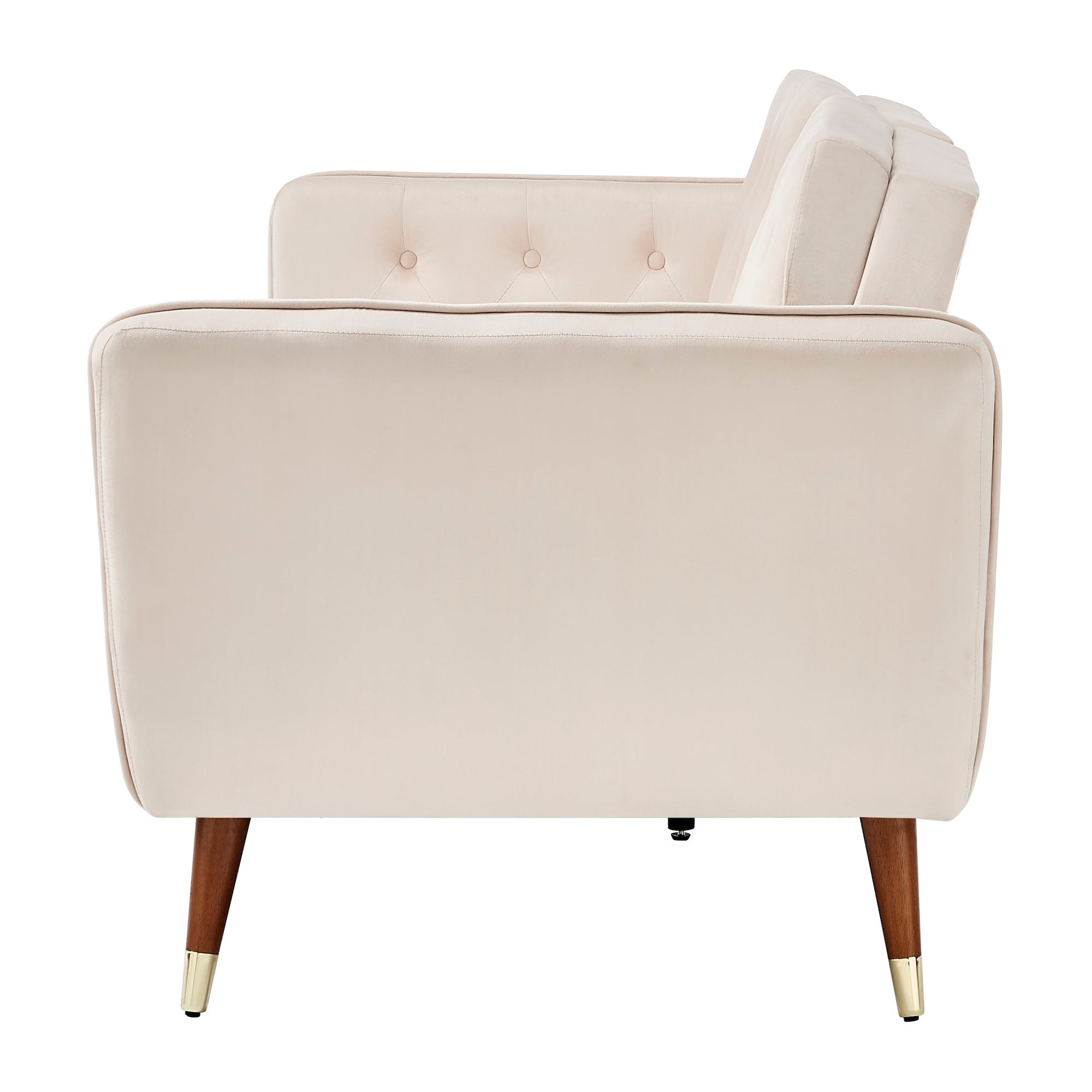 3 Seater Sofa Bed Cream Velvet Button Back - Victoria Sofas Bargainia
