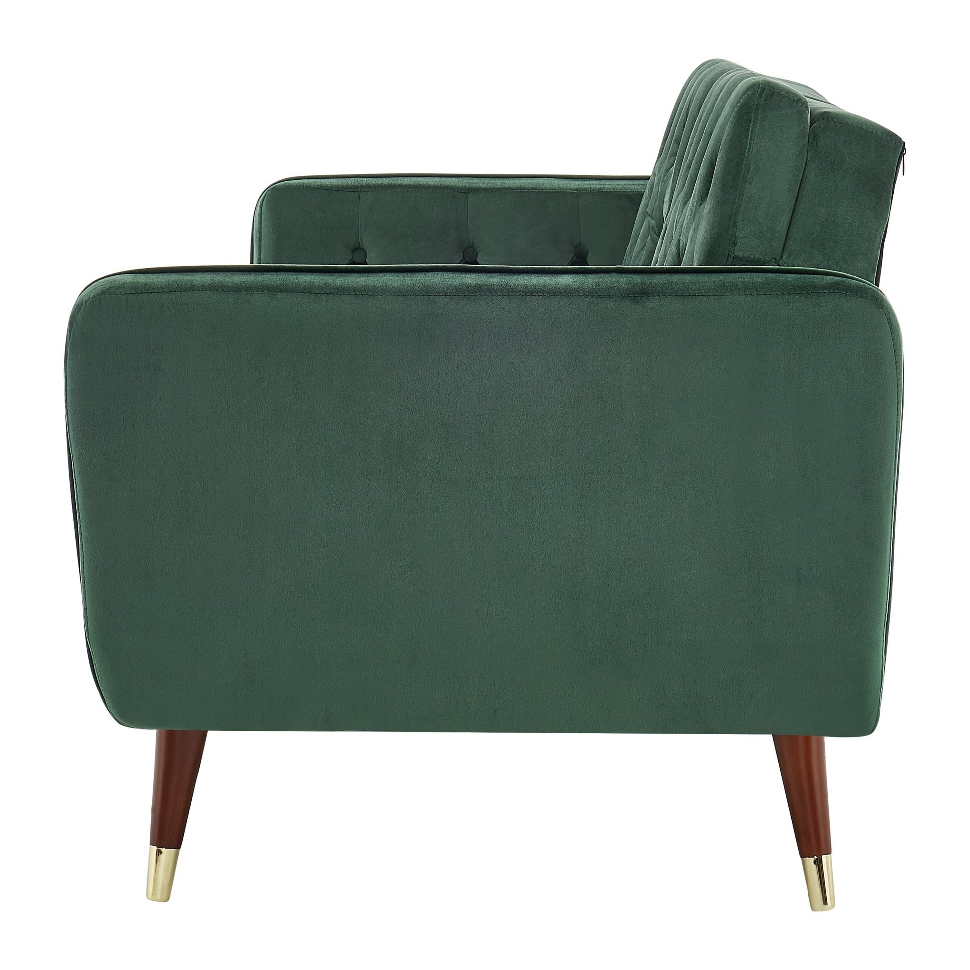 3 Seater Sofa Bed Emerald Green Velvet Button Back - Victoria Bargainia