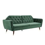 3 Seater Sofa Bed Emerald Green Velvet Button Back - Victoria - Bargainia.com - 