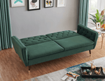 3 Seater Sofa Bed Emerald Green Velvet Button Back - Victoria - Bargainia.com - 