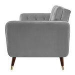 3 Seater Sofa Bed Grey Velvet Button Back - Victoria - Bargainia.com - 