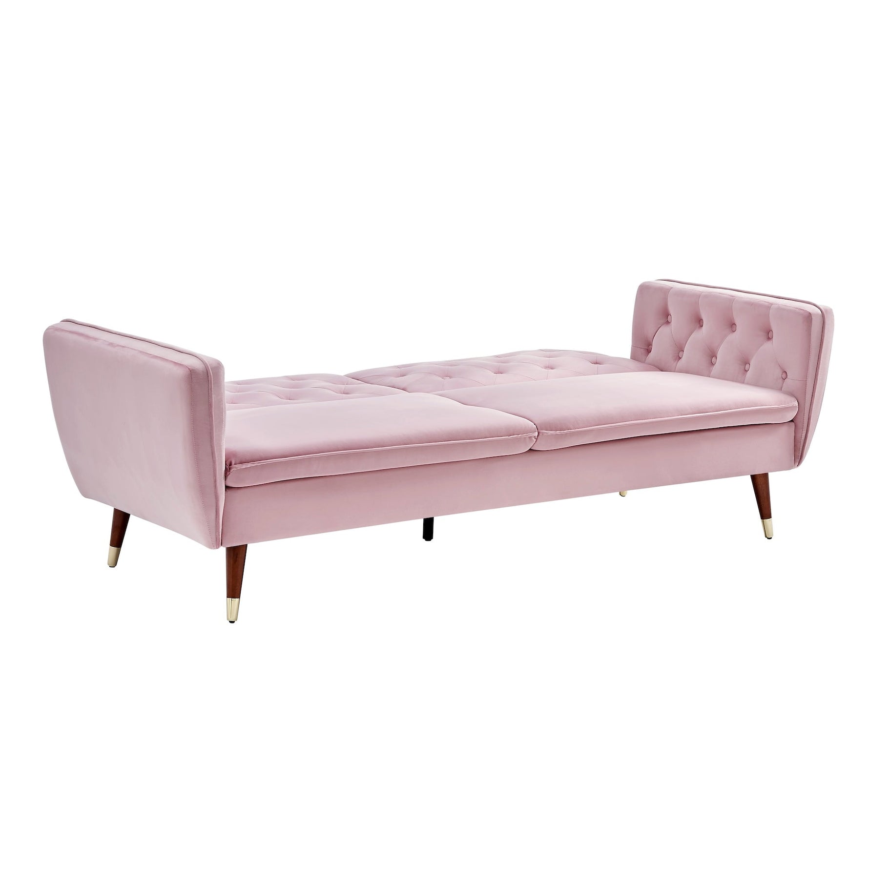 3 Seater Sofa Bed Pink Velvet Button Back - Victoria - Bargainia.com - 