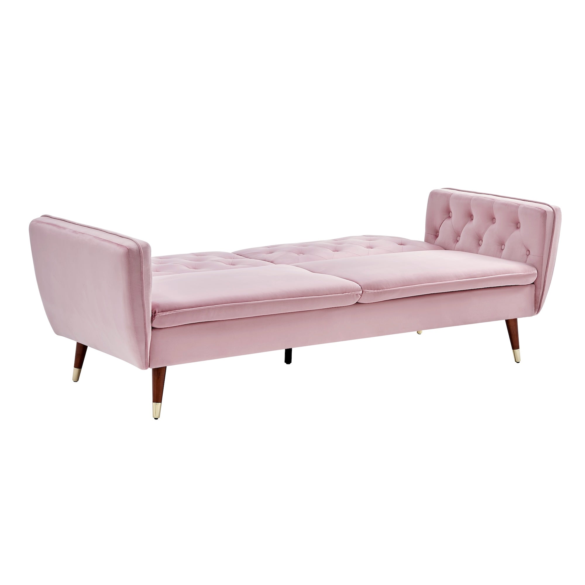 3 Seater Sofa Bed Pink Velvet Button Back - Victoria Bargainia