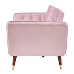 3 Seater Sofa Bed Pink Velvet Button Back - Victoria - Bargainia.com - 
