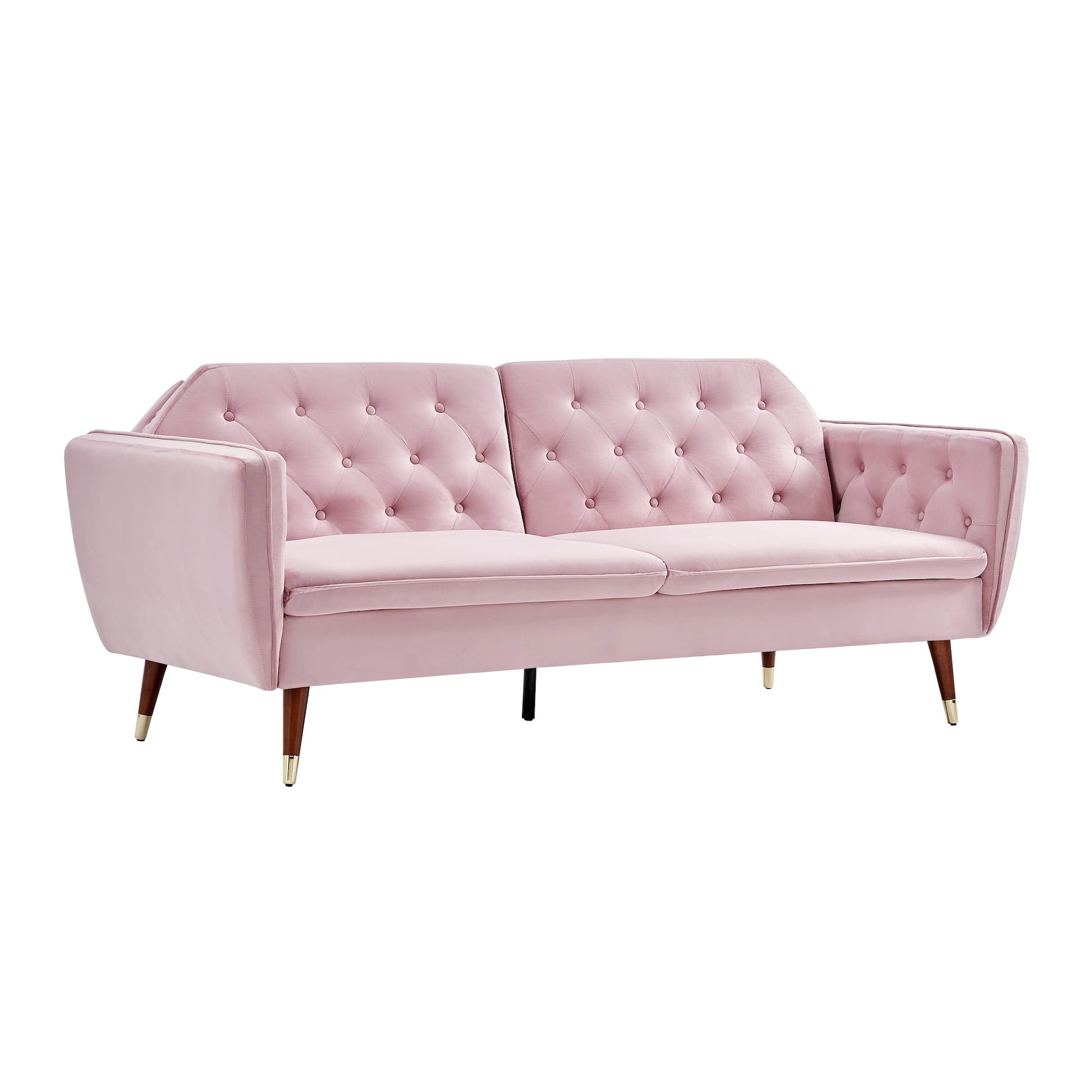 3 Seater Sofa Bed Pink Velvet Button Back - Victoria Bargainia