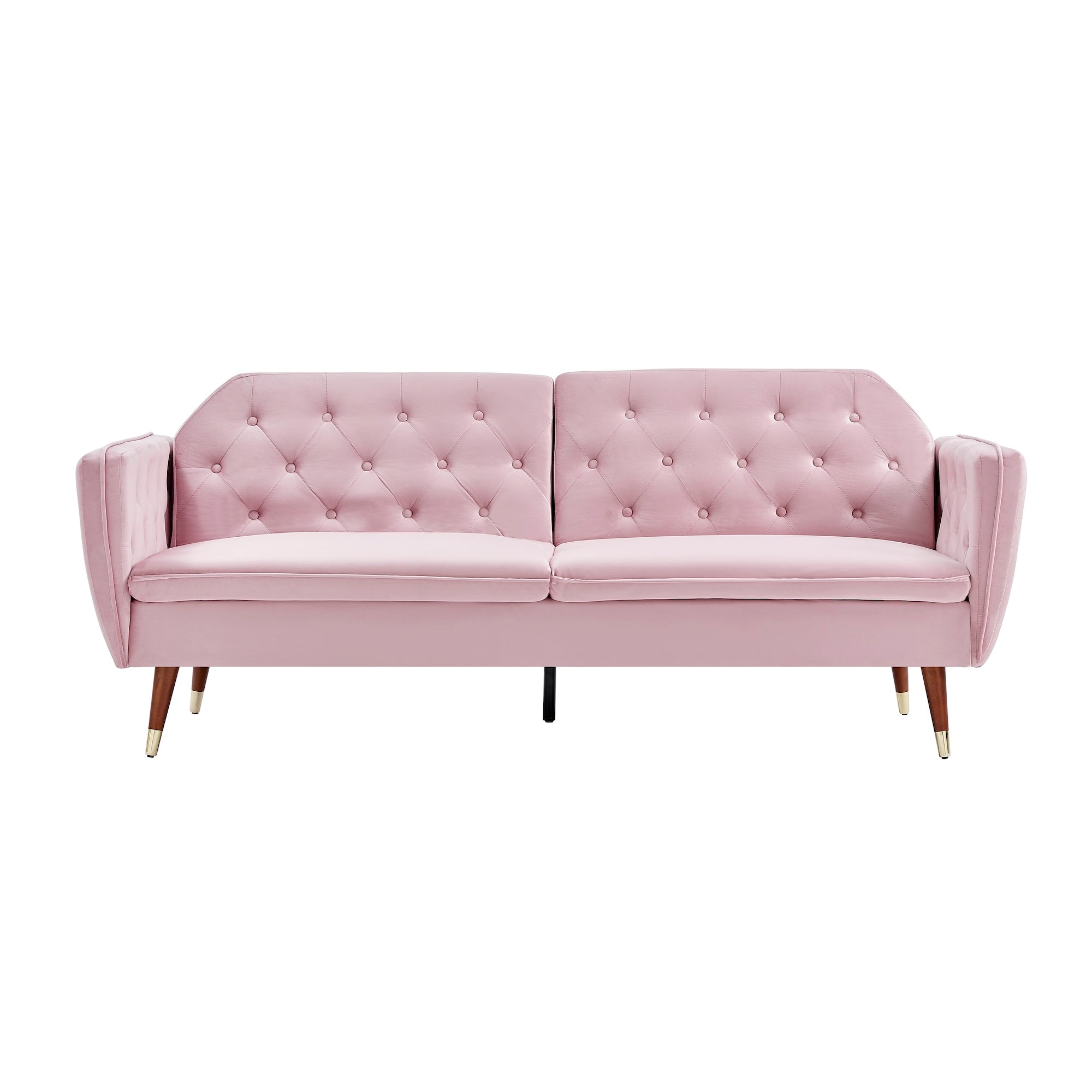 3 Seater Sofa Bed Pink Velvet Button Back - Victoria Bargainia