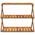 3 - Tier Folding Shelf Brown 70x31x63 cm Solid Wood Acacia - Bargainia.com - 