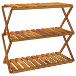 3 - Tier Folding Shelf Brown 70x31x63 cm Solid Wood Acacia - Bargainia.com - 
