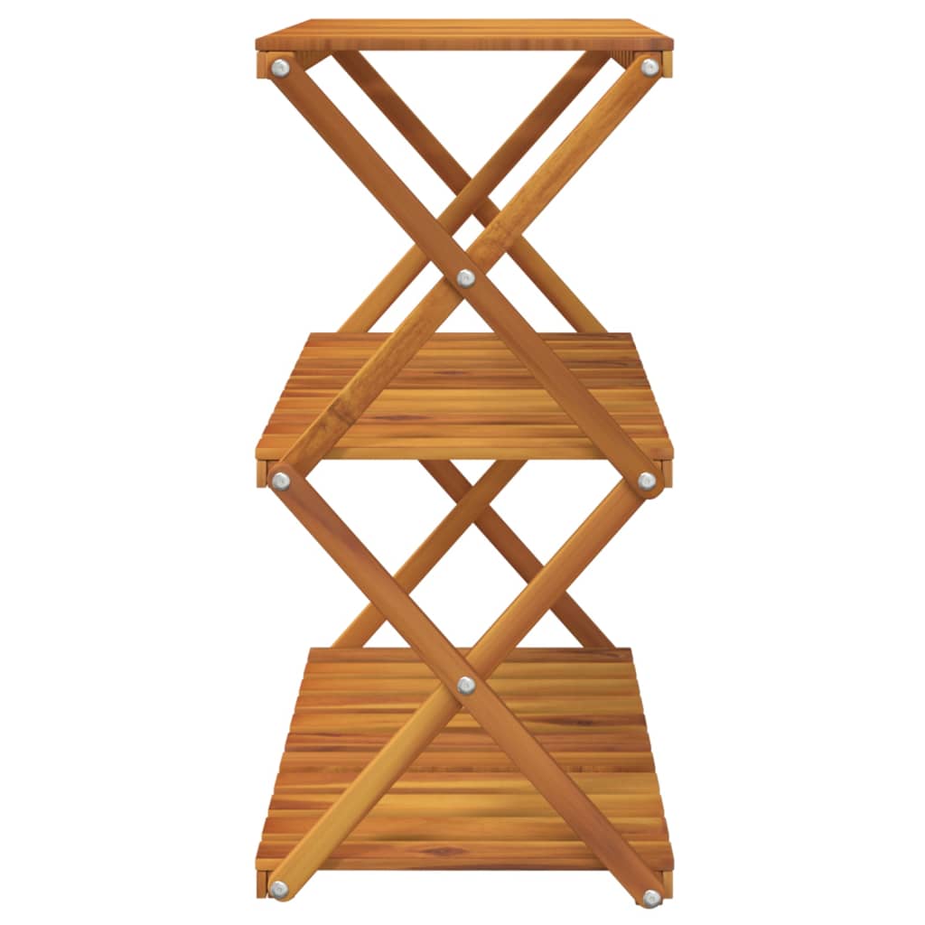 3 - Tier Folding Shelf Brown 70x31x63 cm Solid Wood Acacia - Bargainia.com - 