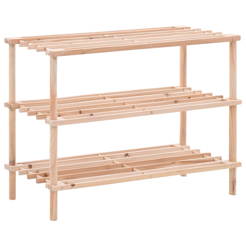 3 - Tier Shoe Rack Solid Fir Wood - Bargainia.com - 