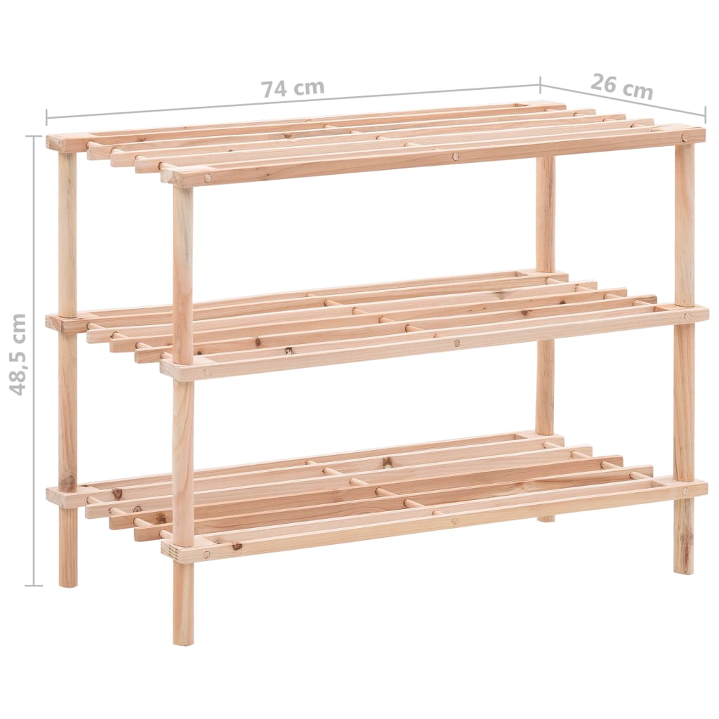 3 - Tier Shoe Rack Solid Fir Wood - Bargainia.com - 