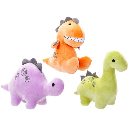 Oh So Soft Dinosaurs Plush Toy Orange/Green/Lilac - 16cm-Bargainia.com