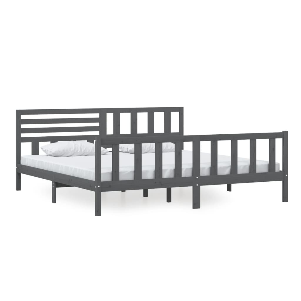 3101175 vidaXL Bed Frame without Mattress Grey Solid Wood 200x200 cm (810104+814166) - Bargainia.com - 