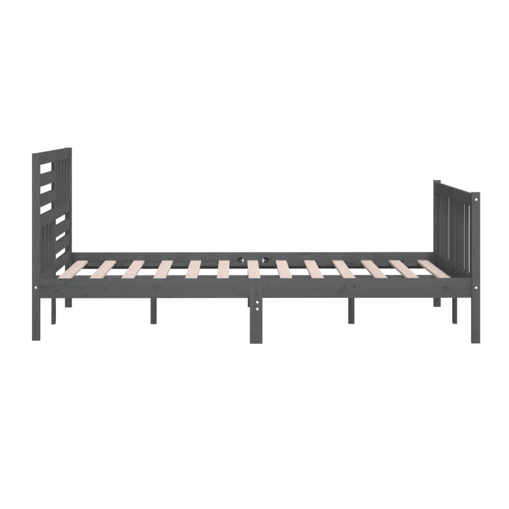 3101175 vidaXL Bed Frame without Mattress Grey Solid Wood 200x200 cm (810104+814166) - Bargainia.com - 