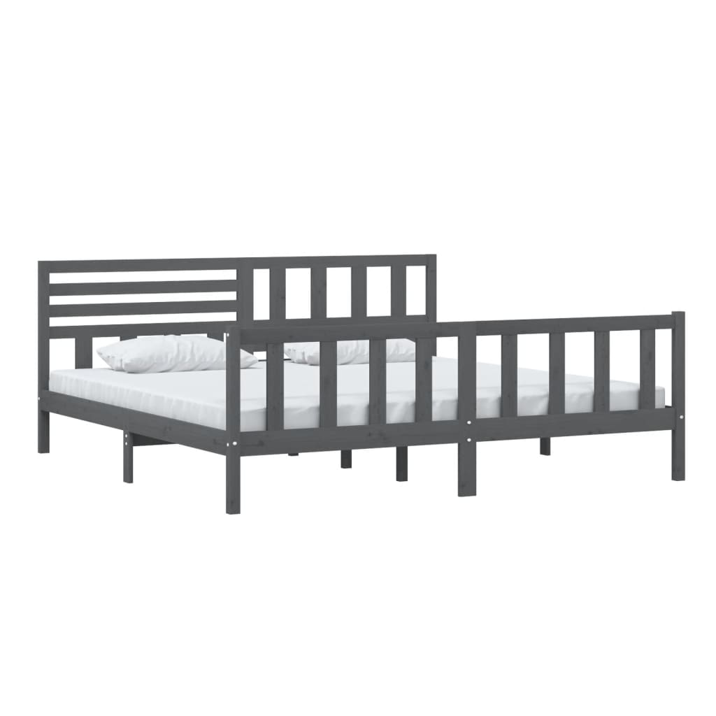 3101175 vidaXL Bed Frame without Mattress Grey Solid Wood 200x200 cm (810104+814166) - Bargainia.com - 