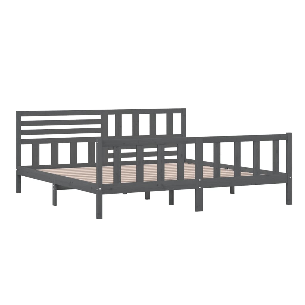3101175 vidaXL Bed Frame without Mattress Grey Solid Wood 200x200 cm (810104+814166) - Bargainia.com - 