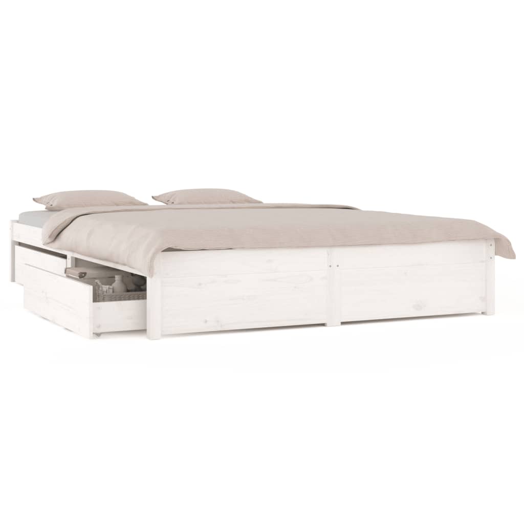 3103514 vidaXL Bed Frame without Mattress with Drawers White 140x200 cm (814950+815000) - Bargainia.com - 8720287012108 - 3103514