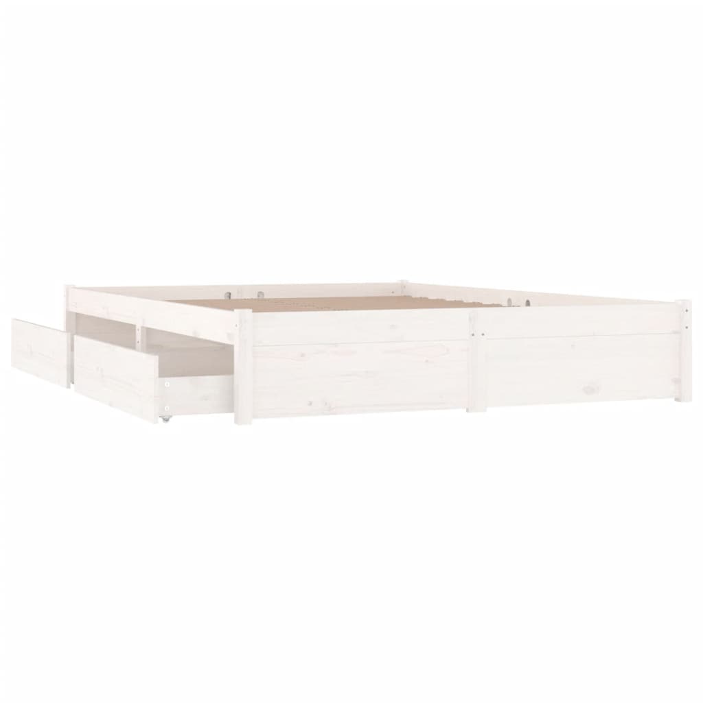 3103514 vidaXL Bed Frame without Mattress with Drawers White 140x200 cm (814950+815000) - Bargainia.com - 8720287012108 - 3103514