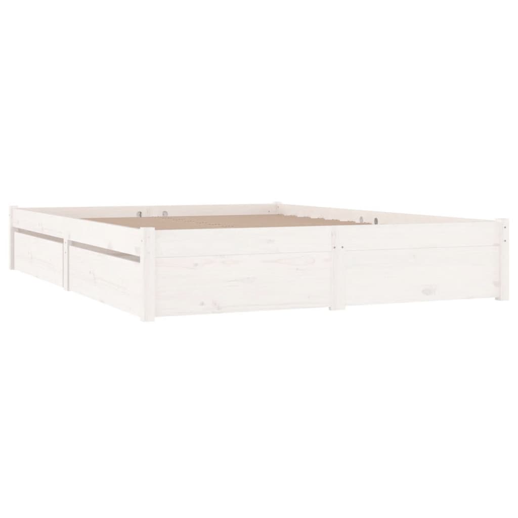 3103514 vidaXL Bed Frame without Mattress with Drawers White 140x200 cm (814950+815000) - Bargainia.com - 8720287012108 - 3103514