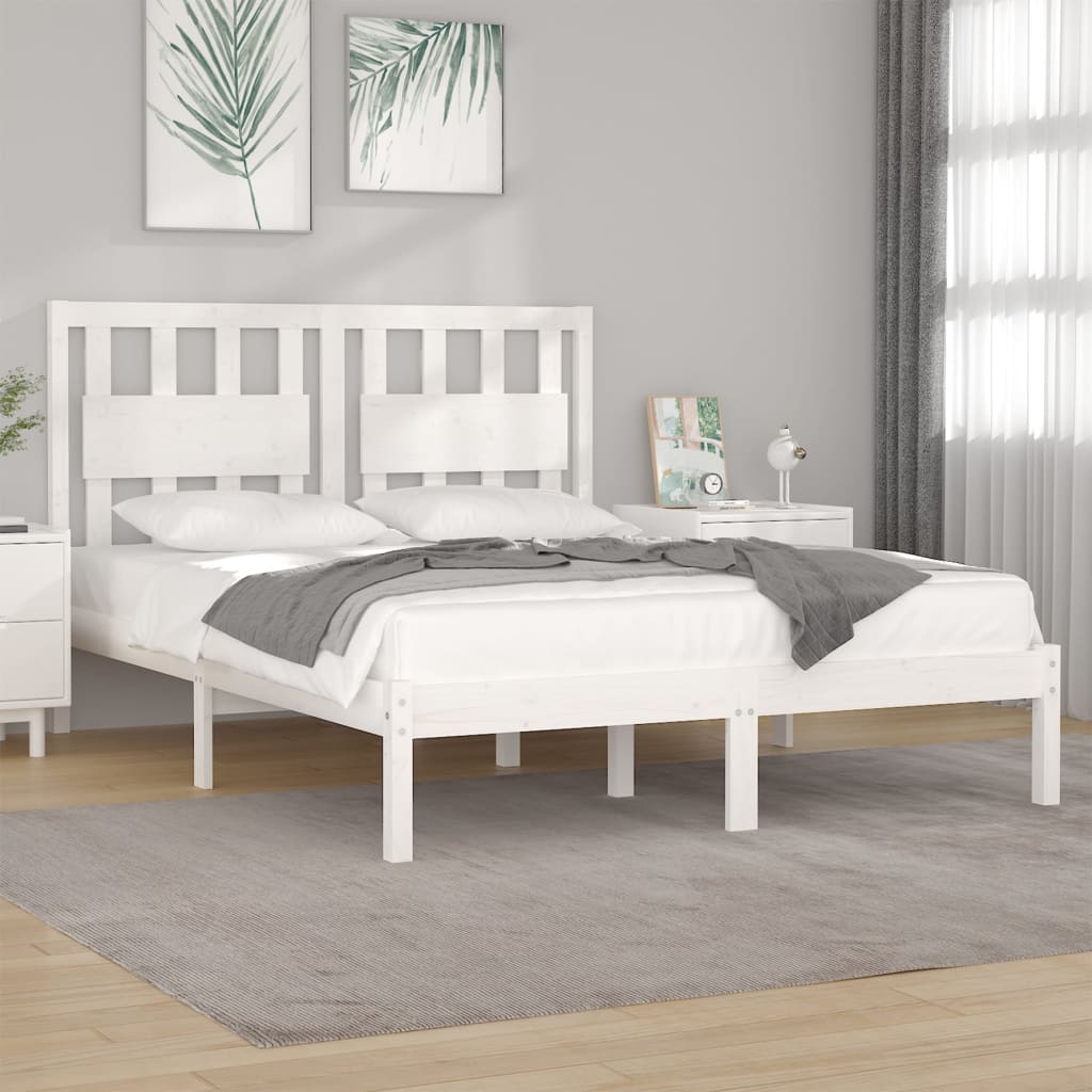 3103934 vidaXL Bed Frame without Mattress White Solid Wood 140x200 cm (810018+818571) - Bargainia.com - 
