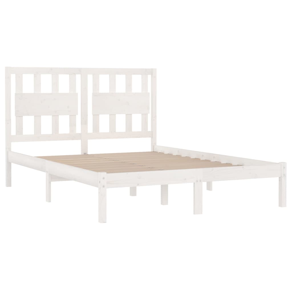 3103934 vidaXL Bed Frame without Mattress White Solid Wood 140x200 cm (810018+818571) - Bargainia.com - 