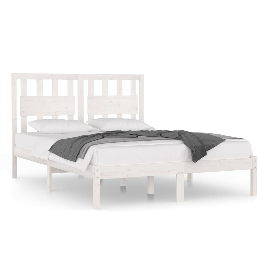 3103934 vidaXL Bed Frame without Mattress White Solid Wood 140x200 cm (810018+818571) - Bargainia.com - 