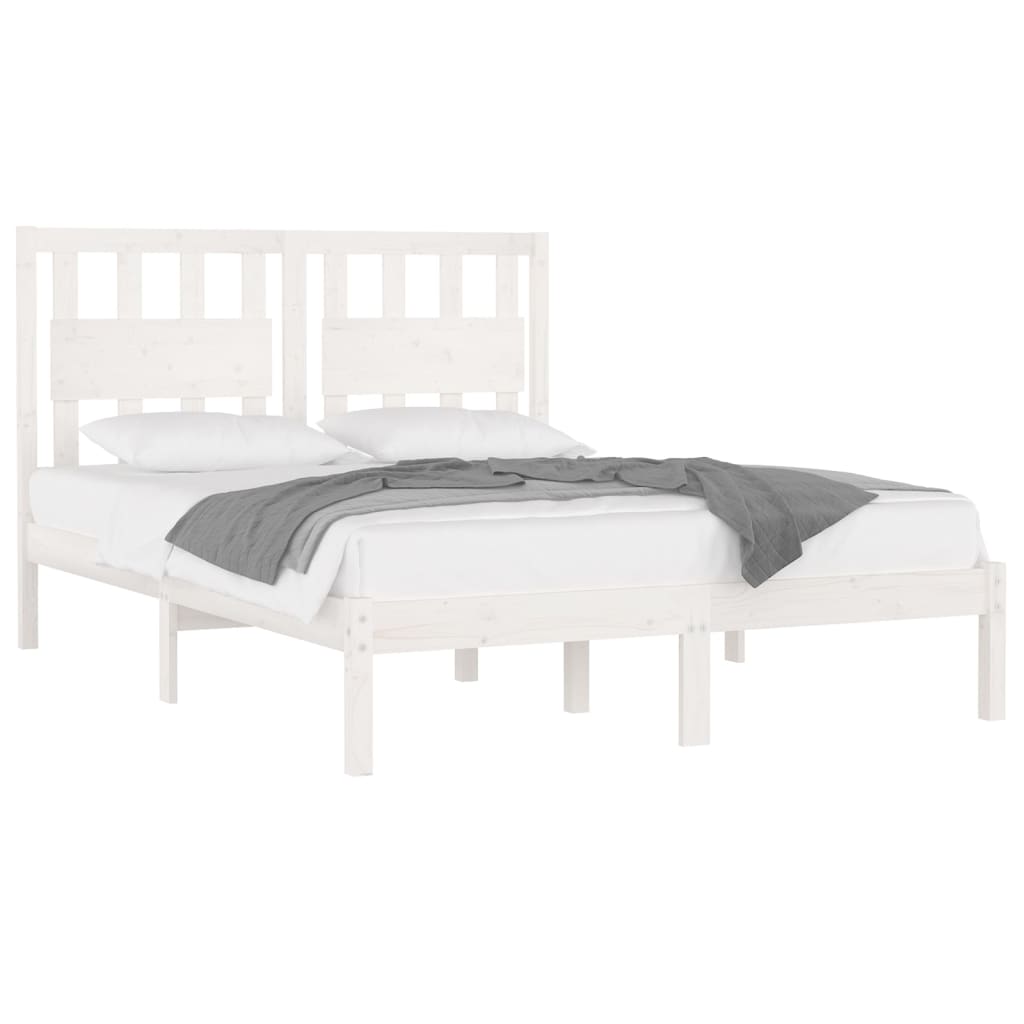 3103934 vidaXL Bed Frame without Mattress White Solid Wood 140x200 cm (810018+818571) - Bargainia.com - 