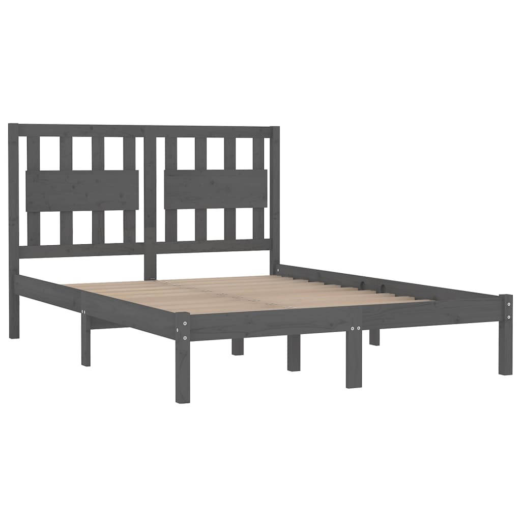 3103955 vidaXL Bed Frame without Mattress Grey Solid Wood 200x200 cm (810039+818592) - Bargainia.com - 
