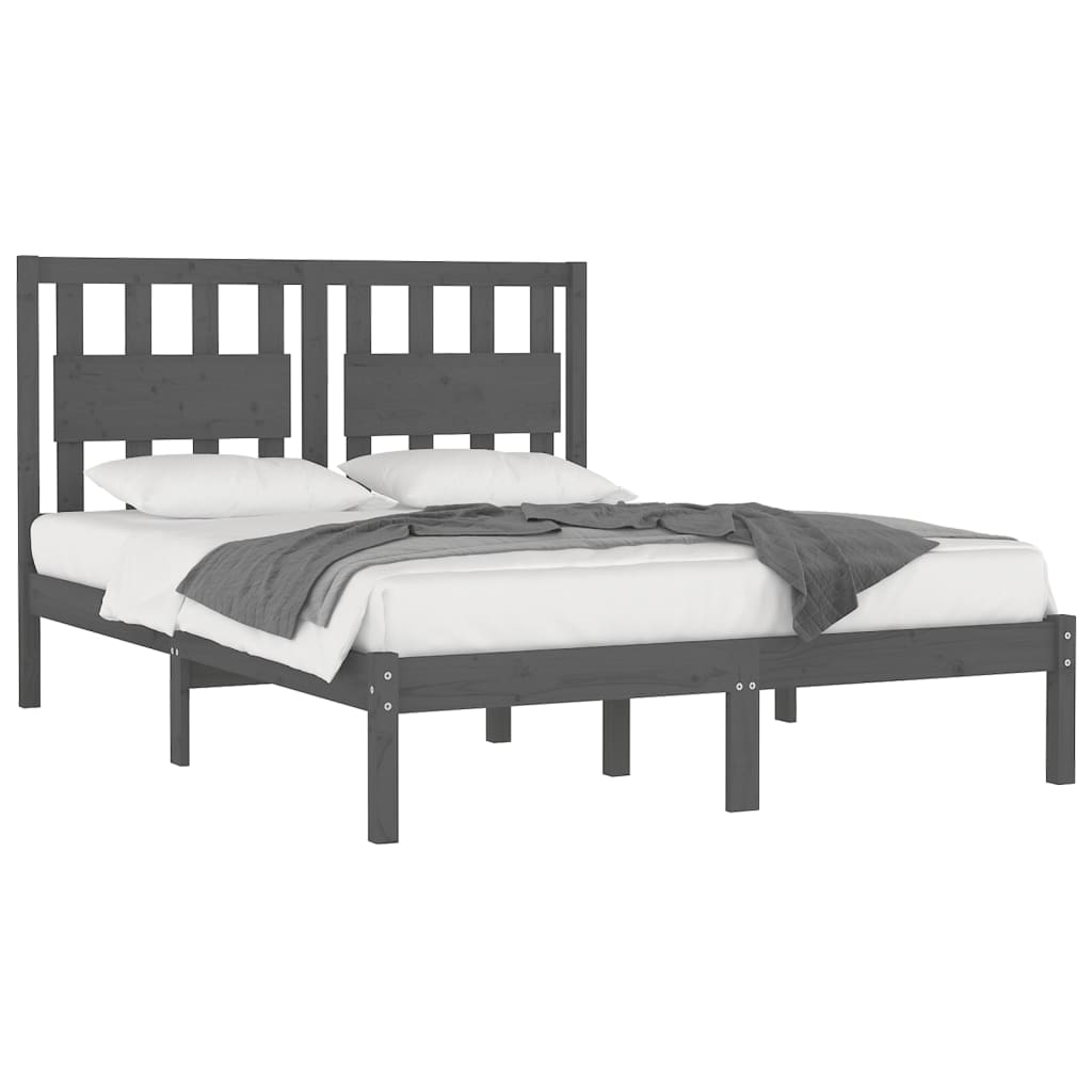 3103955 vidaXL Bed Frame without Mattress Grey Solid Wood 200x200 cm (810039+818592) - Bargainia.com - 