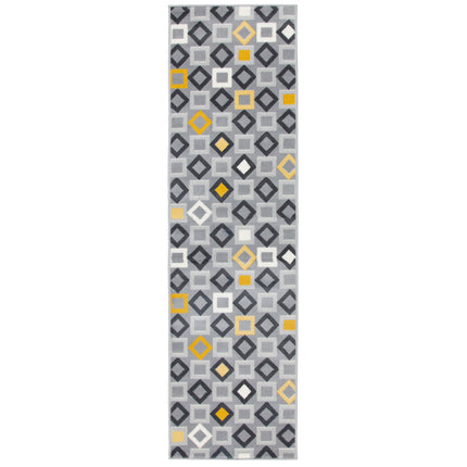 Gold, Grey & White Geometric Shapes Stair Runner / Kitchen Mat - Texas (Custom Sizes Available)-5056150272519-Bargainia.com