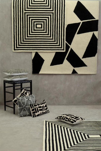 Bosie Milana Large Black and White Geometric Rug