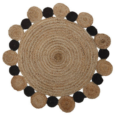 Bosie Demir Small Round Natural and Black Jute Rug
