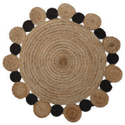 Bosie Demir Small Round Natural and Black Jute Rug